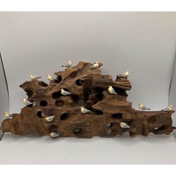 Handmade Seagull Miniature Handmade Driftwood Art Coastal Beach House Decor - Picture 1 of 4